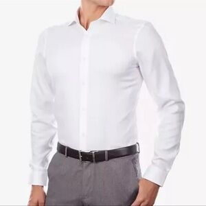 Calvin Klein | Shirts | Calvin Klein Mens Slimfit White Herringbone Steel  Dress Shirt L 6 3435 | Poshmark